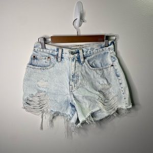 Abercrombie & Fitch Curve Love Light Wash Mid Rise Boyfriend Short Spring Break